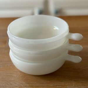 Vintage Glasbake Soup Bowls with Lug Handles - set of 3